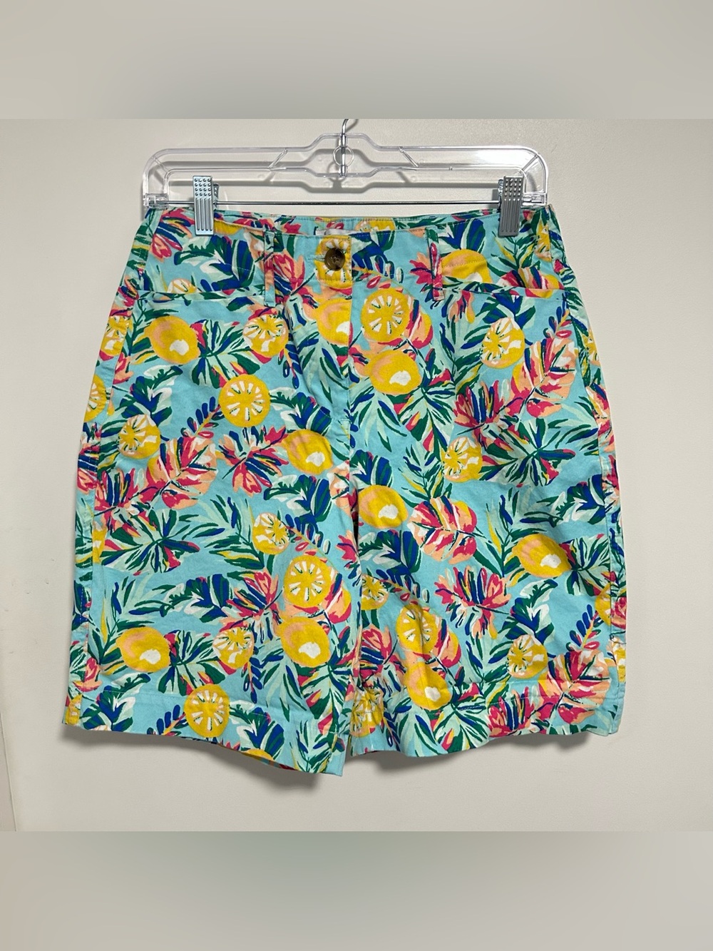 Kim Rogers Aqua Floral Lemon Print Bermudas